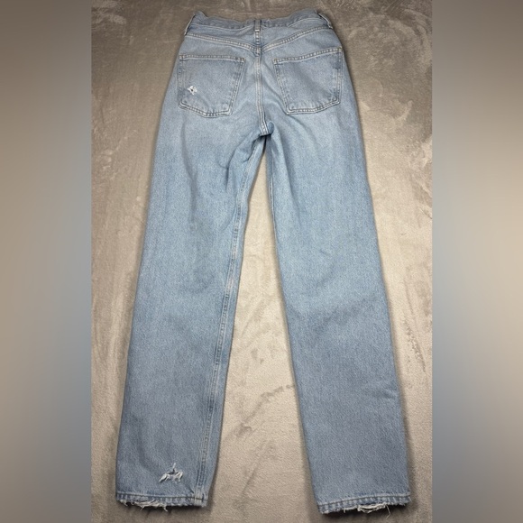 Agolde 90s High Rise Loose Fit 100% Organic Cotton Distressed Blue Jeans Size 23 - Picture 12 of 16